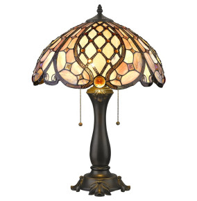 Лампа настольная 2 рожковая  Velante "Tiffany" Янтарная сеточка / 304436