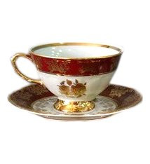 Чайная пара 150 мл 1 шт  Royal Czech Porcelain "Мария-Тереза /Золотая роза /Красная" / 204809