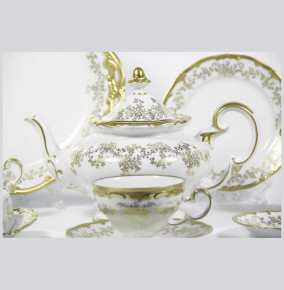 Чайный сервиз на 6 персон 30 предметов  Weimar Porzellan "Кастэл /Золотой цветочный узор" / 078217