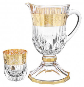 Набор для воды 7 предметов (кувшин н/н 1,2 л + 6 стаканов)  Bohemia Design "Адажио /Цветочный узор /Золото" / 246226