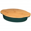 Блюдо для запекания 31 х 20,5 х 6 см с деревянной крышкой-доской зелёное  Agness &quot;Цветочный узор&quot; / 230264