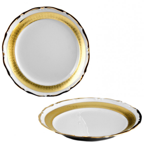 Набор тарелок 25 см 6 шт  Bohemia Porcelan Moritz Zdekauer 1810 s.r.o. &quot;Анжелика /Золотая лента&quot; / 013621