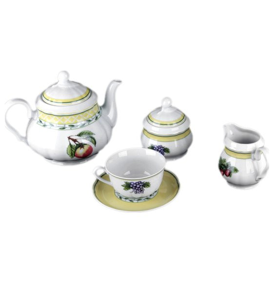 Чайный сервиз на 6 персон 15 предметов  Thun &quot;Роза /Ягодно-Фруктовый&quot; / 001059