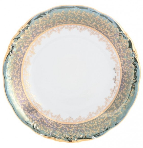 Блюдо 30 см круглое  Sterne porcelan &quot;Фредерика /Золотые листья на зелёном&quot; / 128776
