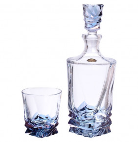 Набор для виски 7 предметов (графин + 6 стаканов)  Aurum Crystal "Porto /Синее дно" / 128748