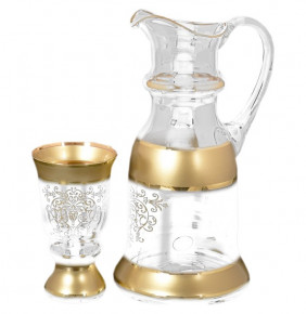 Набор для воды 7 предметов (кувшин + 6 стаканов)  Bohemia "Королевский /Матовая полоса /золотая роспись" B-G / 125711