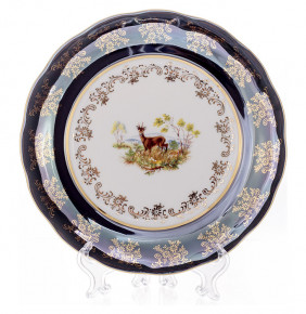 Набор тарелок 19 см 6 шт  Bavarian Porcelain "Мария-Тереза /Охота зелёная" / 002048