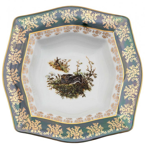 Набор тарелок 22,5 см 6 шт глубокие  Royal Czech Porcelain &quot;Львов /Охота зеленая&quot; / 203435