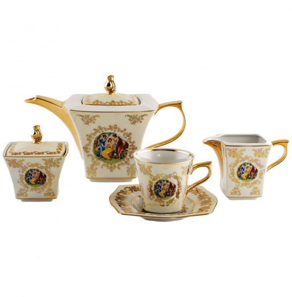 Чайный сервиз на 6 персон 15 предметов  Royal Czech Porcelain &quot;Львов /Мадонна перламутр&quot; / 203796