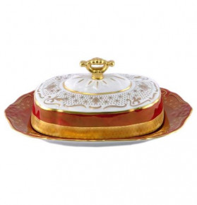 Маслёнка  Royal Czech Porcelain "Мария-Луиза /Королевская лилия на красном" / 204728