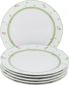 Набор тарелок 24 см 6 шт  Thun "Менуэт /Роза /зеленая отводка" / 157612