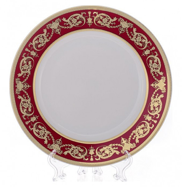 Набор тарелок 21 см 6 шт  Bavarian Porcelain &quot;Александрия /Золотой узор на красном&quot; / 092707