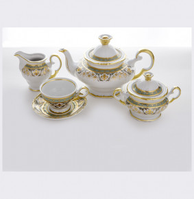 Чайный сервиз на 6 персон 15 предметов  Bohemia Porcelan Moritz Zdekauer 1810 s.r.o. "Анжелика 814 /Королевская лилия" / 100581