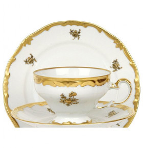 Набор чайных пар 210 мл 6 шт  Weimar Porzellan "Роза золотая /золото" (подарочная упаковка) / 071678
