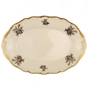 Блюдо 32 см овальное  Bohemia Porcelan Moritz Zdekauer 1810 s.r.o. "Анжелика /Синяя роза с золотом /СК" / 067747