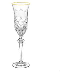 Бокалы для шампанского 215 мл 6 шт  Arnstadt Kristall "Роза /Золотой кант" / 343956
