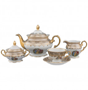 Чайный сервиз на 6 персон 15 предметов  Royal Czech Porcelain "Аляска /Мадонна бежевая" / 204760