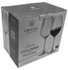 Бокалы для красного вина 500 мл 6 шт  Crystalite Bohemia "Columba /Колумба /Оптика /Отводка золото" / 336700