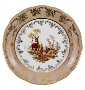 Тарелка 19 см 1 шт  Royal Czech Porcelain "Аляска /Охота бежевая" / 204873