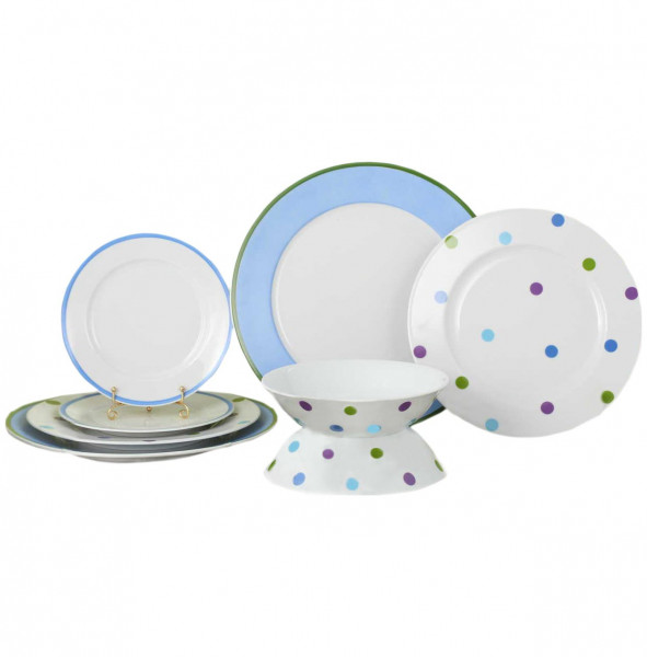 Набор посуды на 2 персоны 20 предметов  Leander &quot;Елизавета /Горох /голубой&quot; / 158524