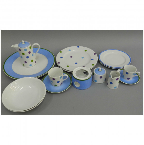 Набор посуды на 2 персоны 20 предметов  Leander &quot;Елизавета /Горох /голубой&quot; / 158524