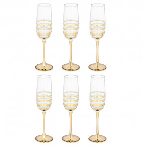 Бокалы для шампанского 175 мл 6 шт  АО "Корпорация СТАР" "Line gold" / 298436