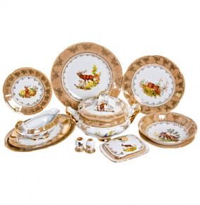Столовый сервиз на 6 персон 27 предметов  Bavarian Porcelain "Болеро /Охота бежевая" / 039204