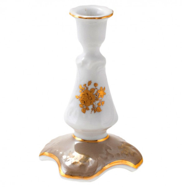 Подсвечник  Royal Czech Porcelain &quot;Офелия /Золотая роза /Бежевая&quot; / 203919
