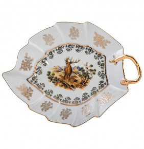 Салатник 23 х 18 см Лист  Royal Czech Porcelain "Офелия /Охота белая" / 203964