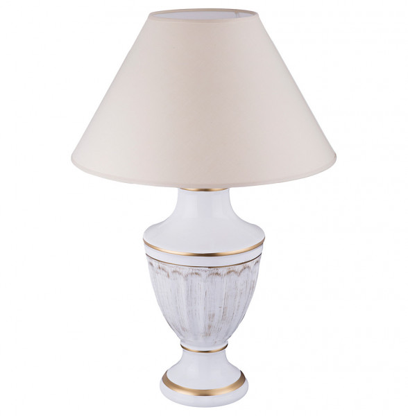 Настольная лампа 54 см с абажуром белая  LOUCICENTRO CERAMICA &quot;Элеганс /Отводка золото&quot; / 193622
