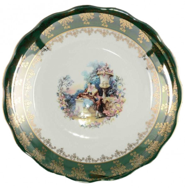 Блюдо 30 см круглое  Royal Czech Porcelain &quot;Барокко зелёное&quot; / 100816