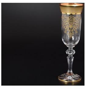 Бокалы для шампанского 150 мл 6 шт  Bohemia "Кристина /Матовая полоса /золотая роспись" B-G  / 125709
