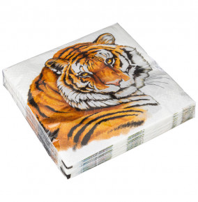 Салфетки бумажные 33 х 33 см 20 шт 3-х слойные  LEFARD "Тигр" / 262834