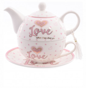Чайный набор 3 предмета (чайная пара + чайник)  Royal Classics "Love" / 150355