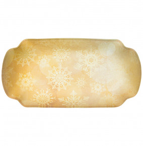 Блюдо 18 см прямоугольное жёлтое  LEFARD "Новогодний калейдоскоп /Снежинки" / 268492