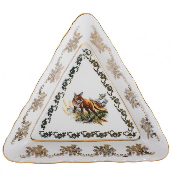 Салатник 19 см треугольный  Royal Czech Porcelain &quot;Офелия /Охота белая&quot;  / 204348