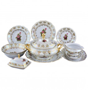 Столовый сервиз на 6 персон 27 предметов  Royal Czech Porcelain "Фредерика /Роза перламутр" / 204821