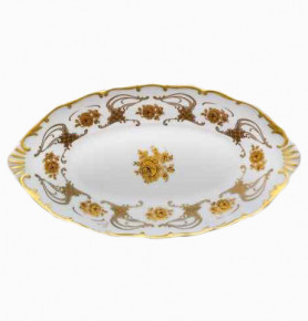 Блюдо 36 см овальное  Bohemia Porcelan Moritz Zdekauer 1810 s.r.o. "Анжелика /Золотая роза /золото" / 010822