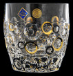 Стаканы для виски 350 мл 6 шт  Bohemia Jihlava &quot;Lisboa /Золотые и черные кольца&quot; хрусталь Йиглава / 208005
