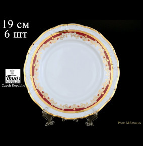Набор тарелок 19 см 6 шт  Thun "Мария-Луиза /Лилии на красном" / 056429