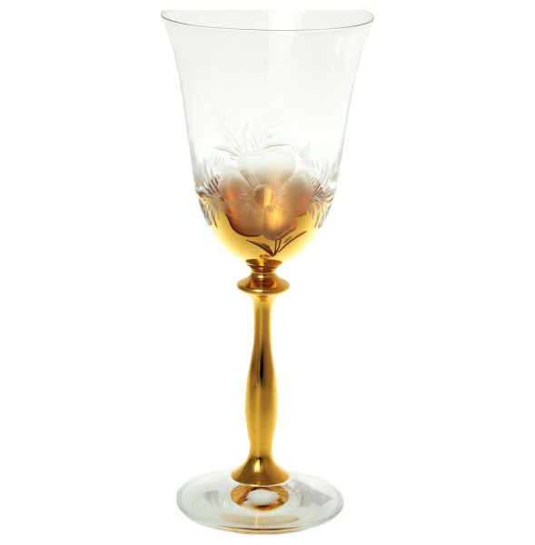 Бокалы для красного вина 250 мл 6 шт  Bohemia &quot;Анжела /Матовый цветок&quot; E-V золотая ножка / 137169