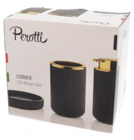 Набор для ванной комнаты 3 предмета (дозатор, мыльница, стакан для зубных щёток) белый  Perotti "Lisbone" / 247166