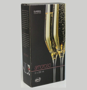 Бокалы для шампанского 200 мл 2 шт  Crystalex CZ s.r.o. "Аморосо /Золотая отводка /8426" / 111239