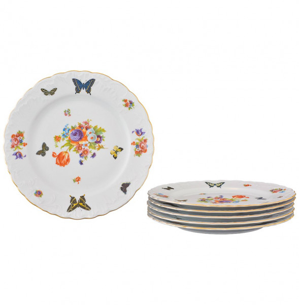 Набор тарелок 25 см 6 шт  Royal Czech Porcelain &quot;Рококо /Бабочки 04&quot; / 203573