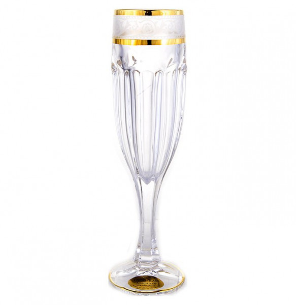 Бокалы для шампанского 150 мл 6 шт  UNION GLASS &quot;Сафари /Цветочный кант /золото&quot; / 151523