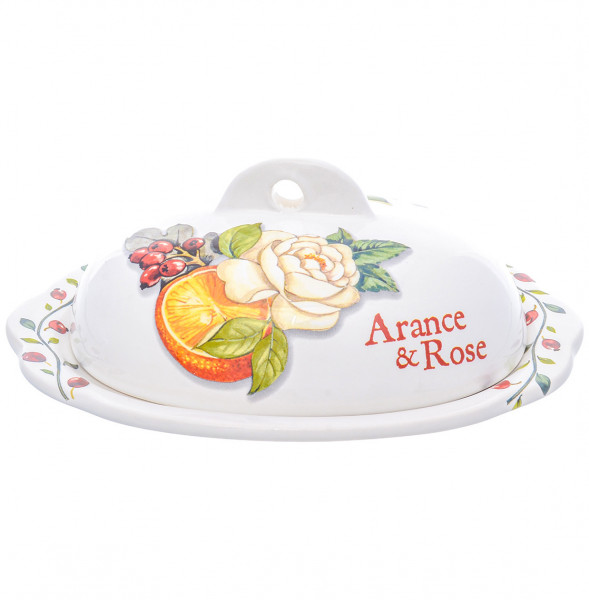 Масленка 22,5 х 15,5 см  Artigianato Ceramico by Caroline &quot;Artigianato ceramico /Апельсин и роза&quot; / 228483