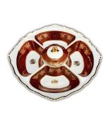 Менажница 5-ти секционная  Royal Czech Porcelain "Офелия /Золотая роза /Красная" / 204807