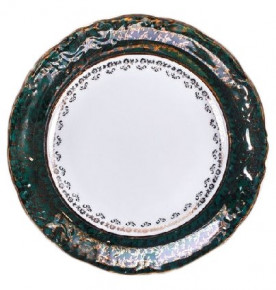 Набор тарелок 25 см 6 шт  МаМ декор "Фредерика /Зелёная с золотыми листиками" / 053372