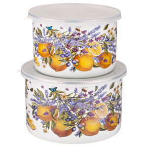 Набор посуды 3 предмета (кастрюля + 2 миски глубокие с пластик.крышками)  Agness "Лимоны" / 271615