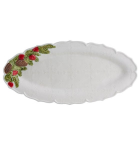 Блюдо 39,5 х 19 см овальное белое  Bordallo Pinheiro "Christmas Garland" / 338016